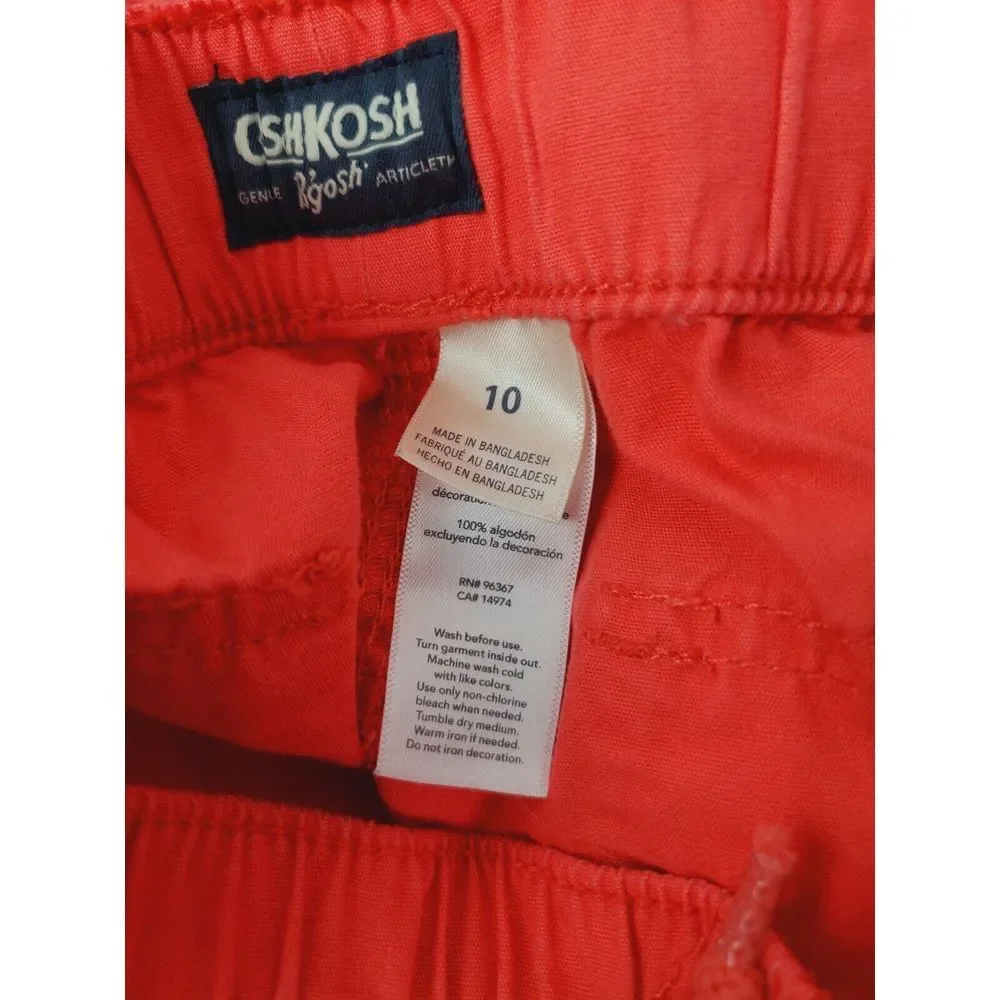 Osh Kosh BGosh‎ Cotton Cargo Shorts Size 10 Boys Elastic Waist Coral